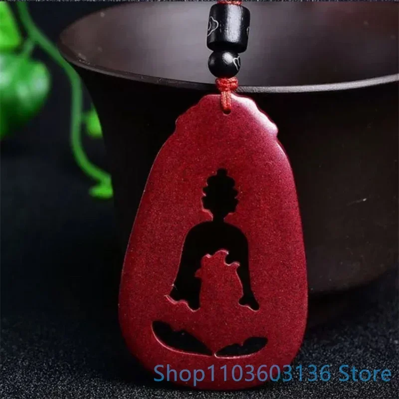 Natural High Content Purple Cinnabar Pendant Buddha Purple Gold Sand Hollow Out Bergamot Pendant Men's and Women's Necklace