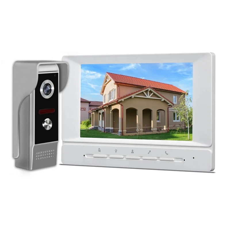 

FULL-Video Intercom System 7 Inches Video Doorbell Door System Kits Support Unlock Monitoring For Villa Home