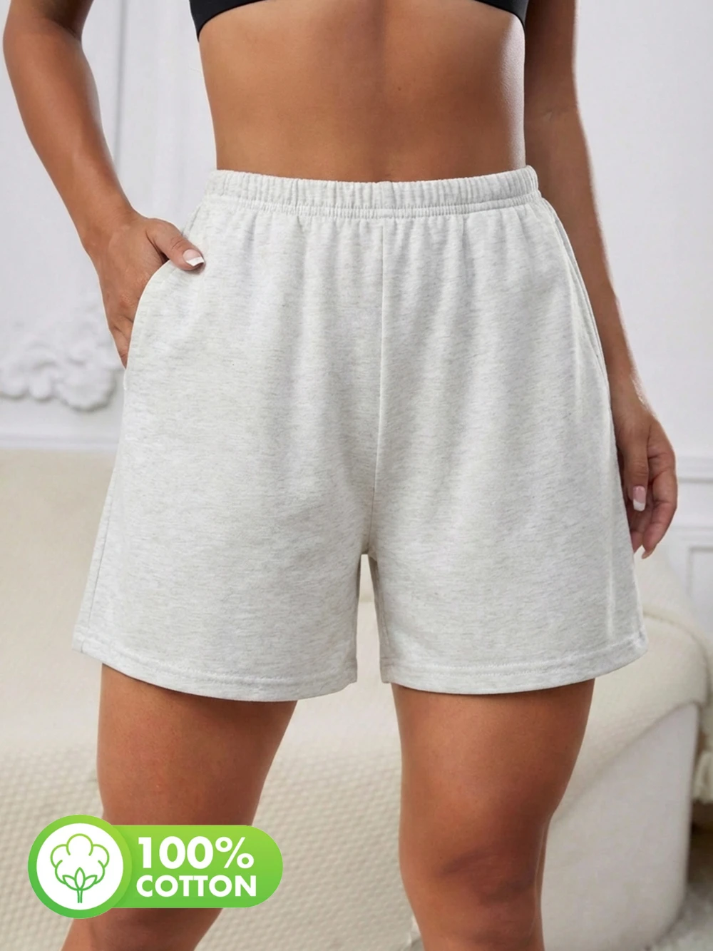 

Solid Color DK Spring and Summer Pure Women'S Casual Shorts for Home Wear Five-Level Pants Summer Beach Pants