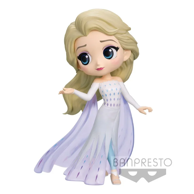 Bandai Original Q posket Frozen Elsa Anna Anime Action Figure Toys For Boys Girls Kids Children Birthday Gifts Collectible Model