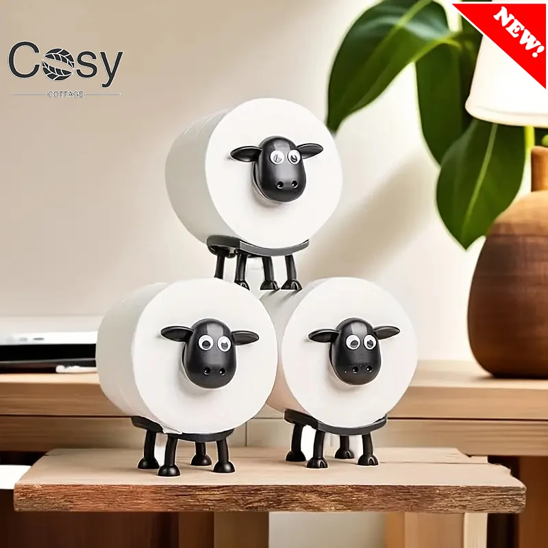 Cute Tissue Rack for Bathroom, Sheep Toilet Roll Holder Free Standing Storage Roll Paper Holder Creative Decorative Paper Rack