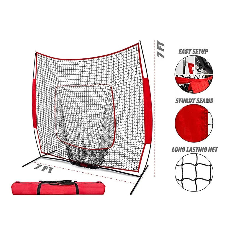 7x7 Baseball Softball Practice Net, Hitting Net, Sports Netting, Portable Training Aid, Durable Knotless Design