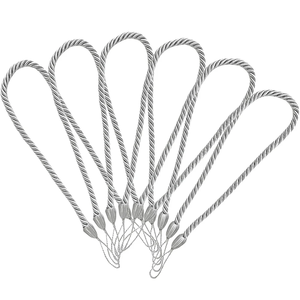 

FOMIYES Adjustable Curtain Tiebacks 6Pcs Grey Oxford Rope Straps for Home Office Window Drapes No Drilling Holdback Accessories