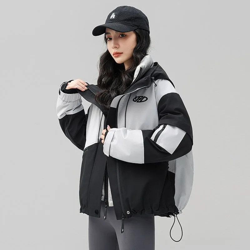 Women's Windbreaker Two-piece set Detachable Down jacket Inner lining Short style Outerwear Autumn and winter Parka Fashionable