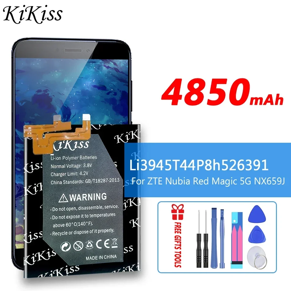 

KiKiss High Capacity 4850mAh li3945T44P8h526391 Replacement Battery For ZTE Nubia Red Magic 5G NX659J Mobile Phone Batteries
