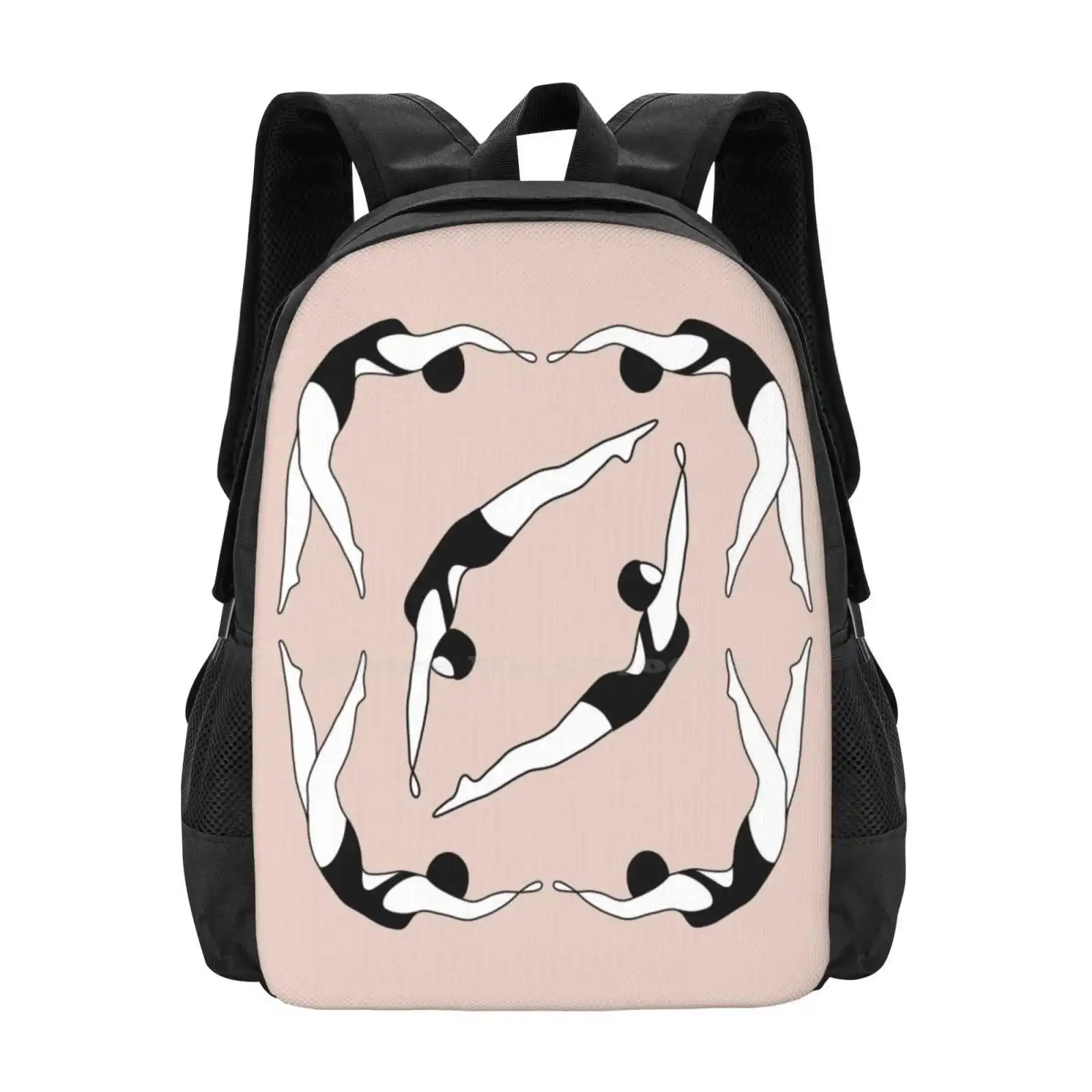 Vintage Sincronizado Natação Mochilas para Escola, Sacos de Viagem para Adolescentes e Meninas, Retro Art Line Drawing