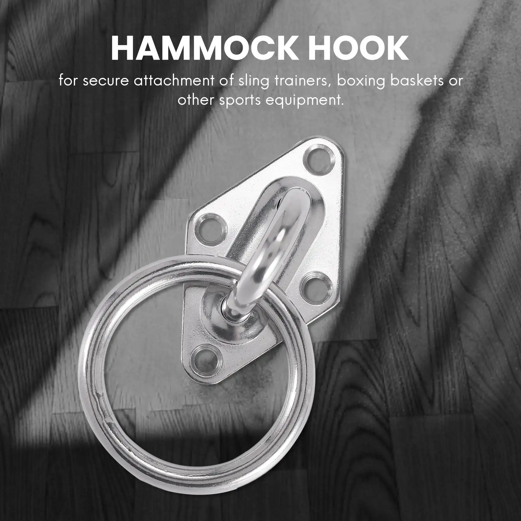 A19F-80Mmx50mm Mounting Hook For Wall Or Ceiling With Round Ring Stainless Steel - Bracket / Attachment For Sling Trainer, Hammo