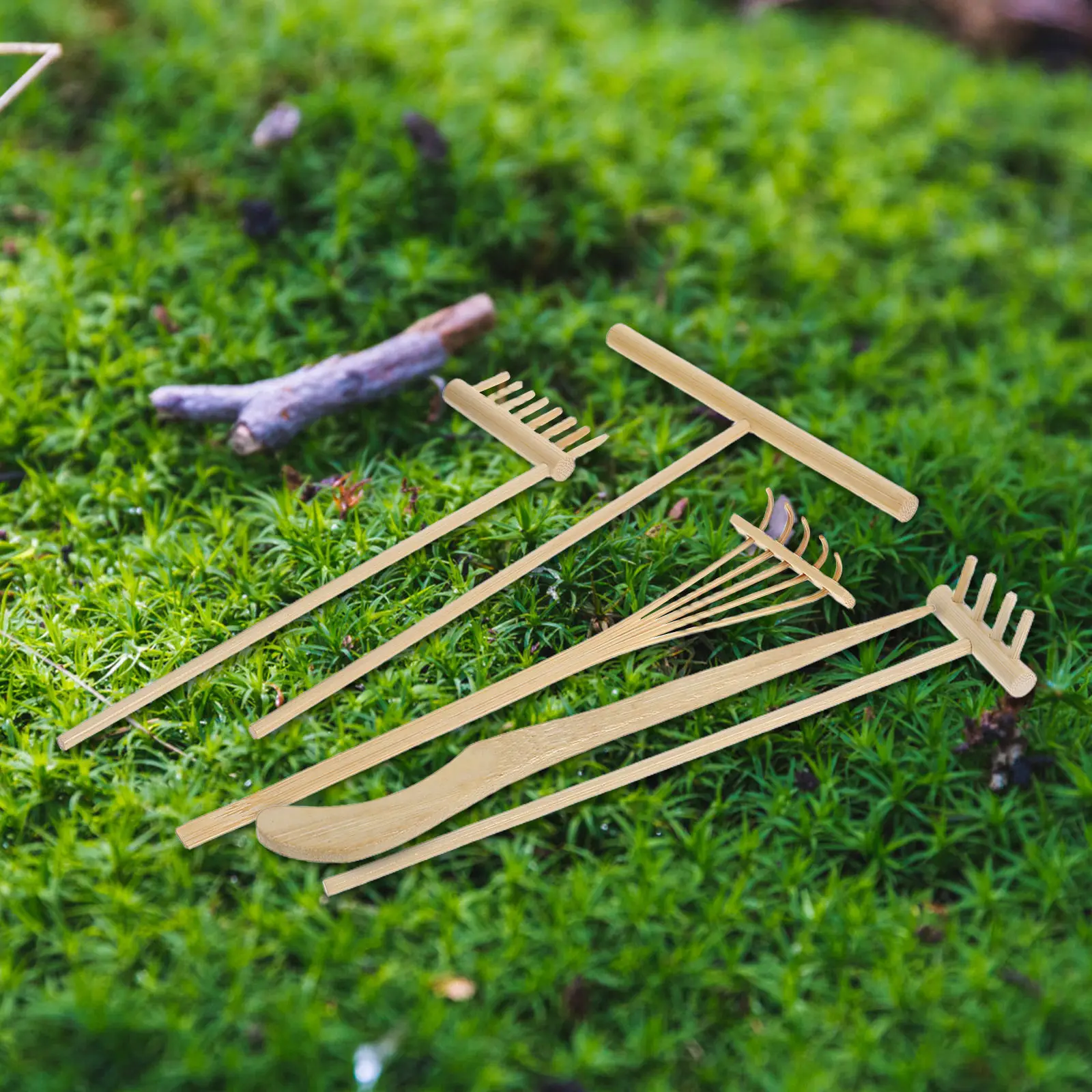 1Set Japanese Zen Sand Rake Set Bamboo Mini Garden Tools for Sand Table Micro Landscape Desk Decoration DIY Craft Accessories