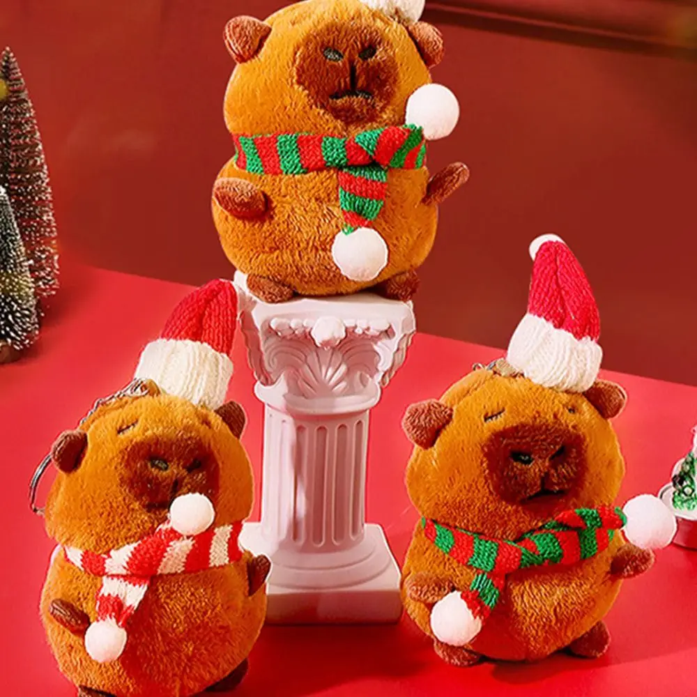 Kawaii أفخم عيد الميلاد كابيبارا دمية الوردي البني لطيف الكرتون كابيبارا دمية كيرينغ الحيوانات المحشوة رقيق دمية على شكل حيوان لعبة أطفال