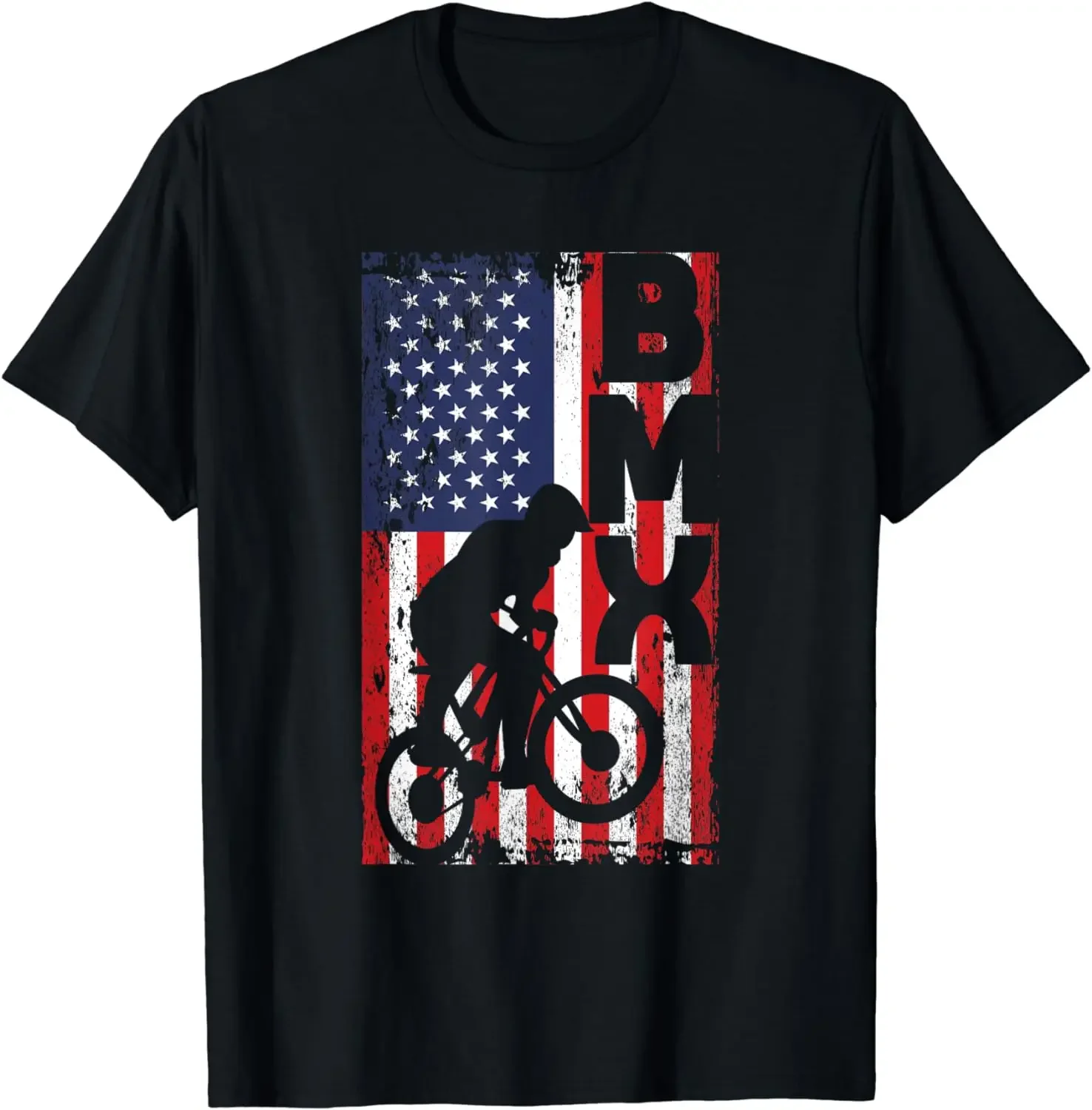 American Flag BMX Racing Extreme Sport Riding Cool Bike Ride T-Shirt Vintage T Shirt Streetwear Graphic T Shirts Camiseta Hombre