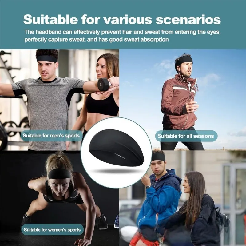 Elastisches, breites Sport-Stirnband für Yoga/Fitnessstudio/Laufen – schweißableitender, dehnbarer Turban-Kopfwickel, mehrere Farben erhältlich – Detail 6