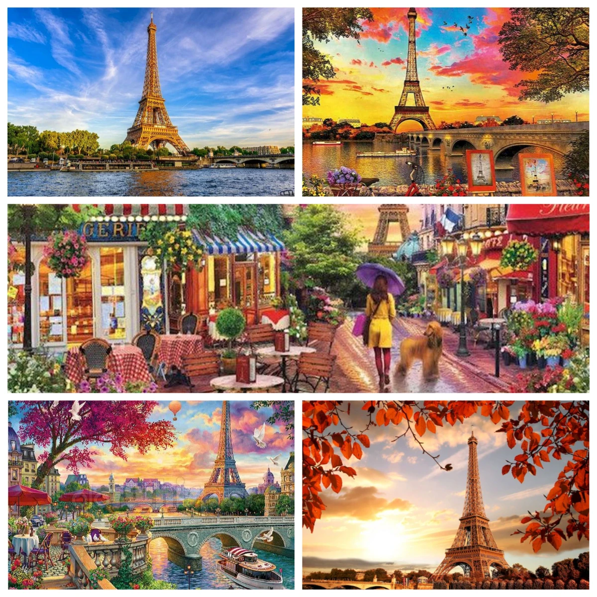 

Large Size Jigsaw Puzzle 500/1000/1200/2000 Pcs Eiffel Tower Scenery Puzzles for Adults Stress Relief Toys Gift
