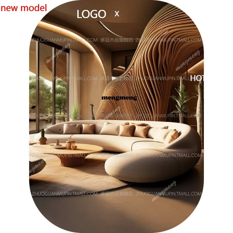 H132 Arc sofa, living room leather arc sofa, villa-style multi-person sofa, sense of technology