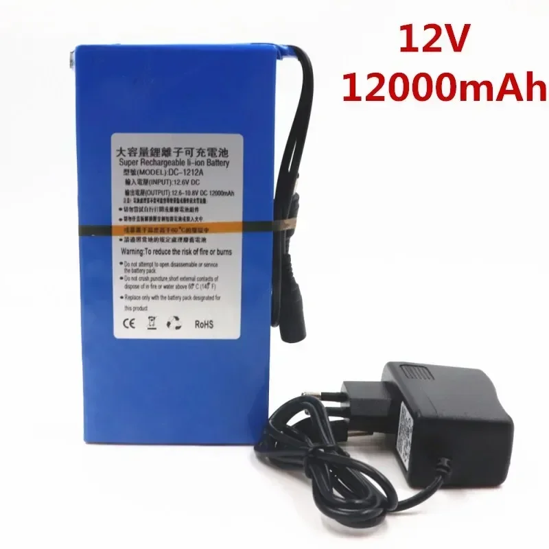 

Durable DC12V 12000 MAH Hohe Kapazität Lithium-ionen Akku AC Ladegerät UNS/EU Stecker Heier VerkaufFörderung Kostenloserdrop