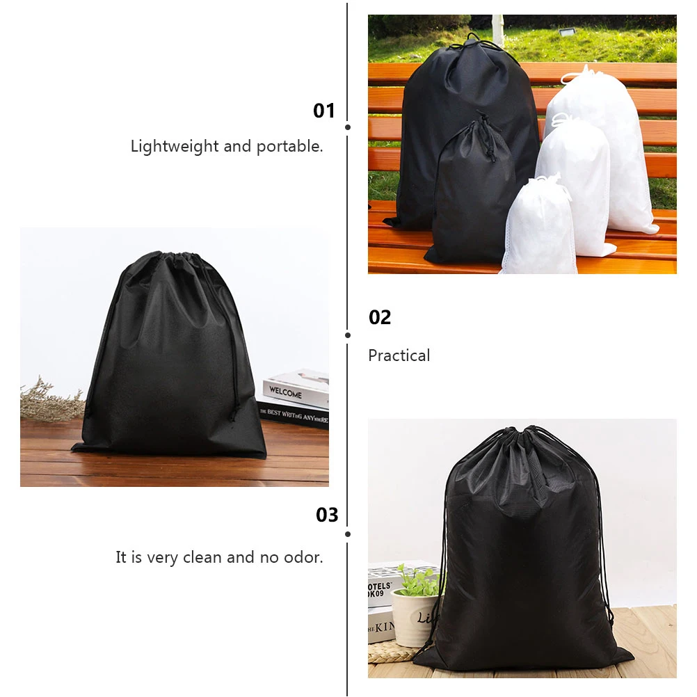 

1Set Non-Woven Fabric Drawstring Storage Bag 15 Pieces Dustproof Portable Black Storage Package 150x200mm 200x270mm