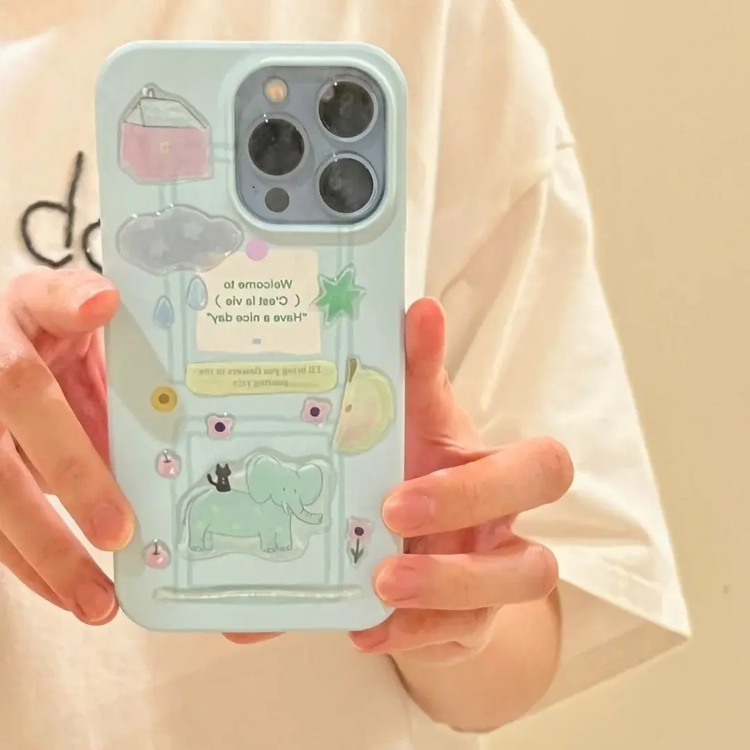 Наклейки-желе-с-котиками-и-зелеными-яблоками-в-стиле-kawaii-декоративные-стикеры-для-diy-украшения-для-телефона-и-камеры