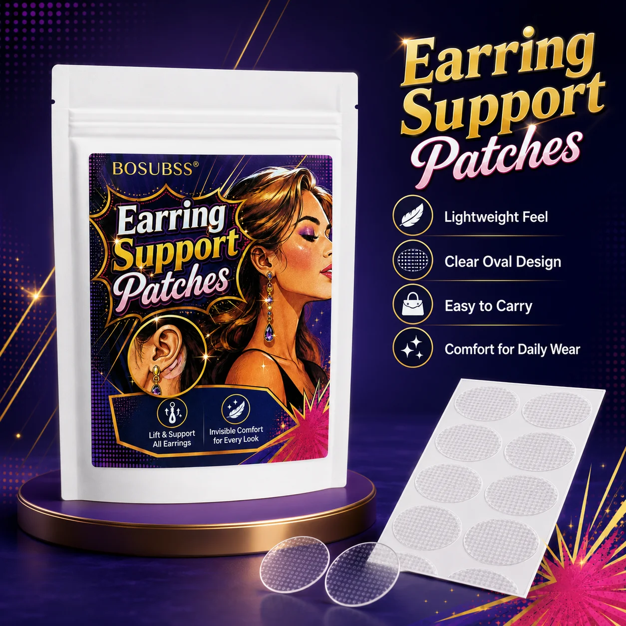 50 Earlobe Support Patches Perforation Protection Healthy Earlobes Tearing Stretching Elimination