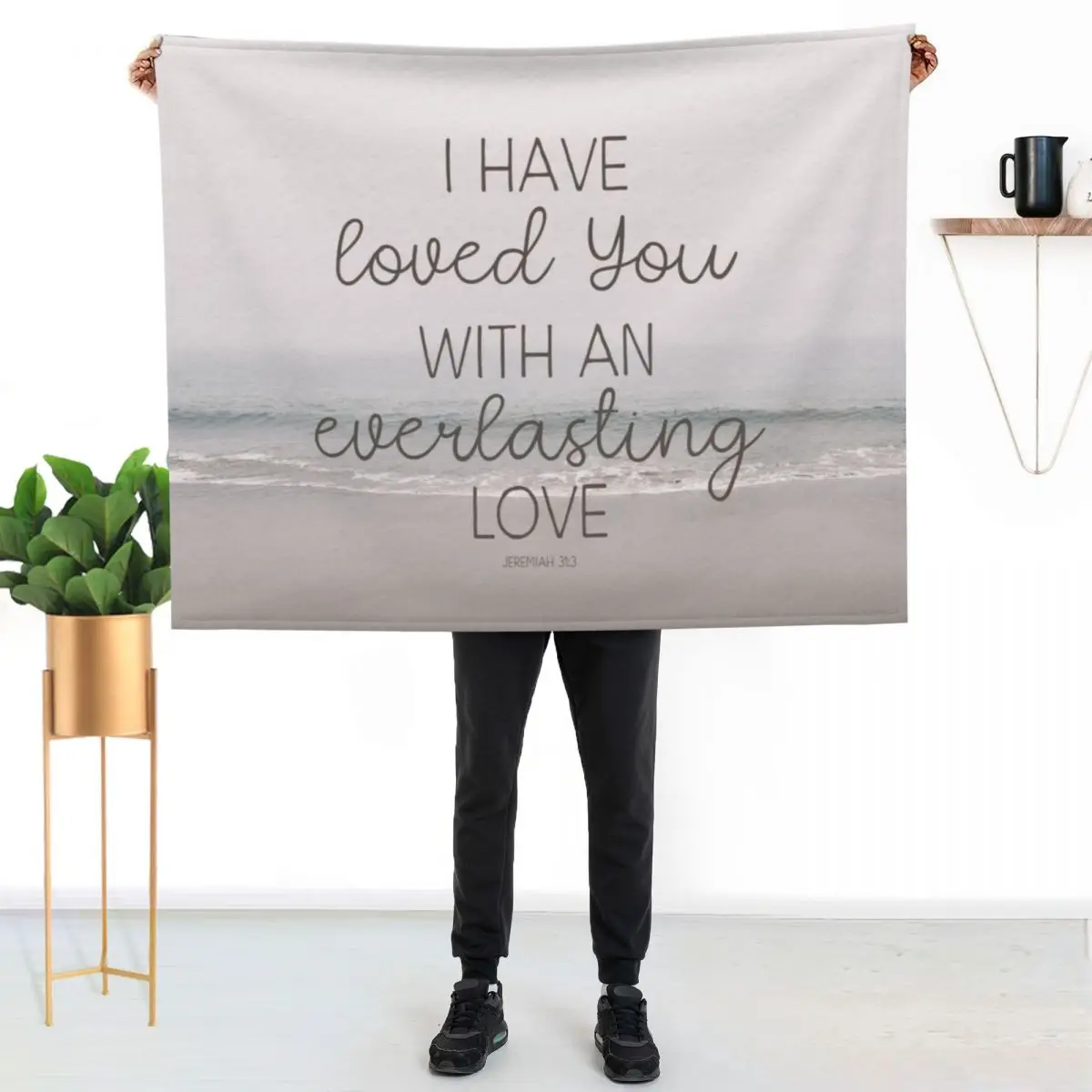 

Christian Bible Verse Quote - I have loved you with an everlasting love Throw Blanket Fade Resistant Durable Throw Blanket