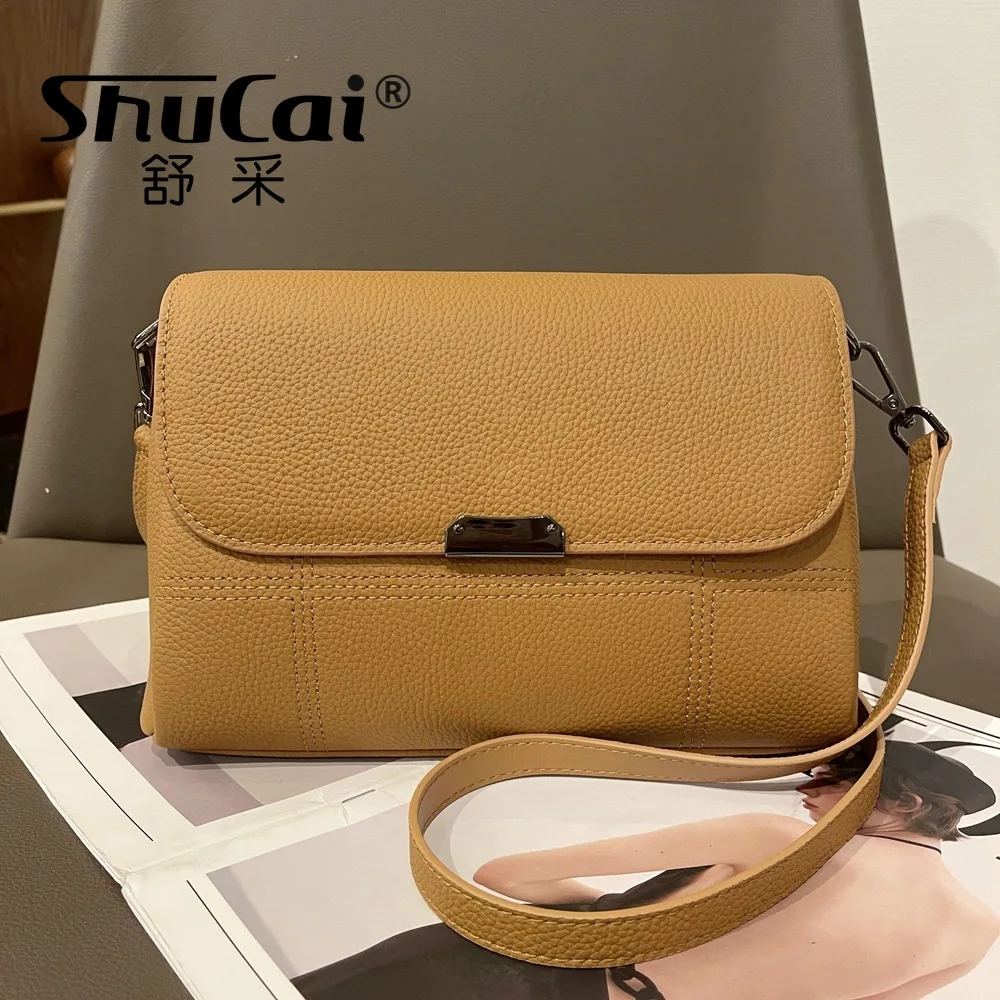 New women's bag genuine leather shoulder small square bag crossbody head layer cowhide bags for women