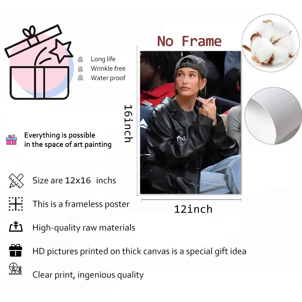Hailey Bieber Individual Model Painting Calligraphy Canvas Print Wall Mural for Living Room Decor Gifts