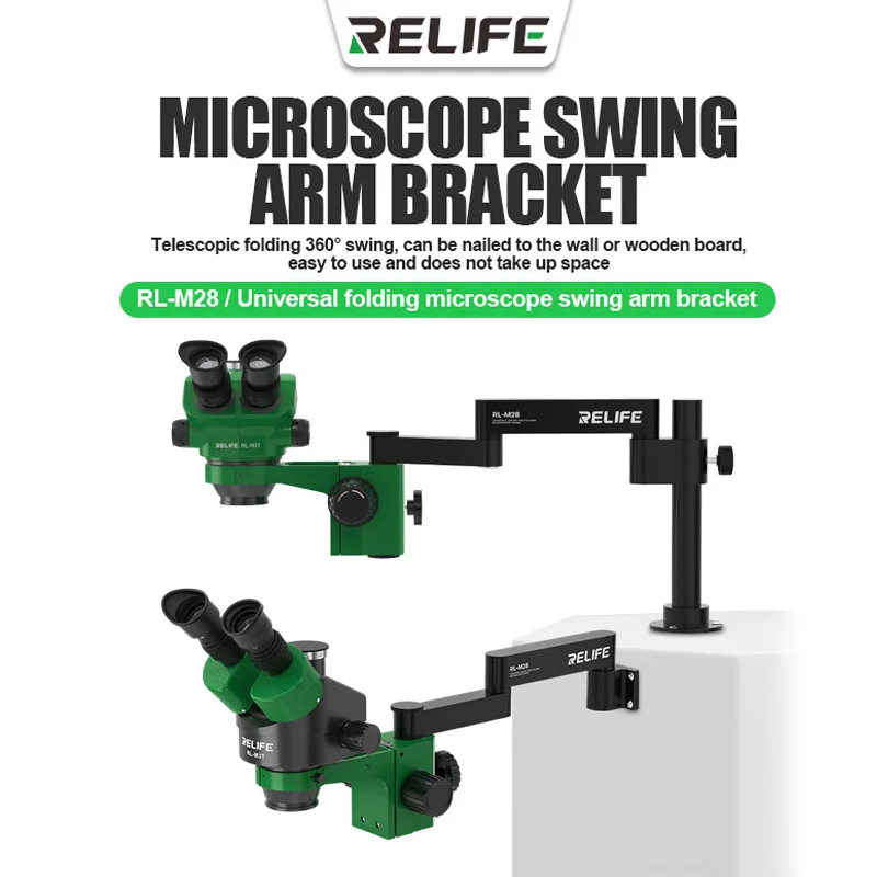Relife-microscópio Universal Swing Arm Bracket Rl-m28 Dobrável Telescópico 360 ° Suporte de Ajuste de Altura