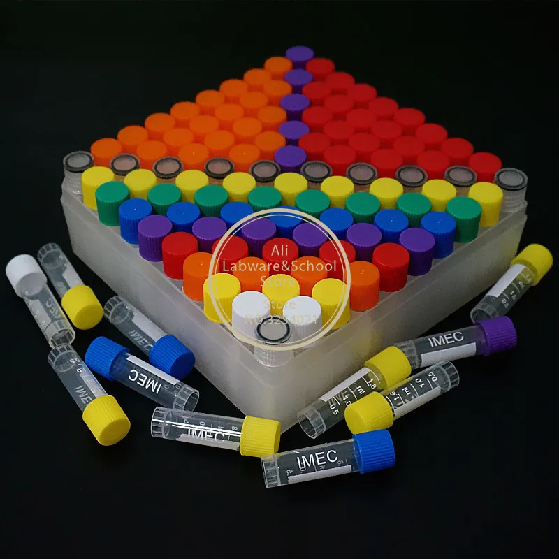 1Set Include One Piece 100- Lattice Digital Code Storage Box For Store Cryovial+100Pieces 1.8ml Plastic Refrigerating Tube