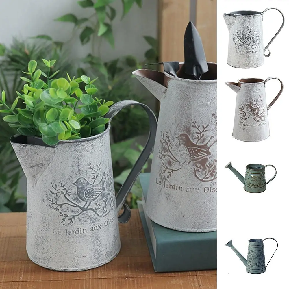 

Retro Iron Vases Vintage Flower Vases Galvanized Sheet Style Metal Rustic Farmhouse Decorative Garden Flower Holder