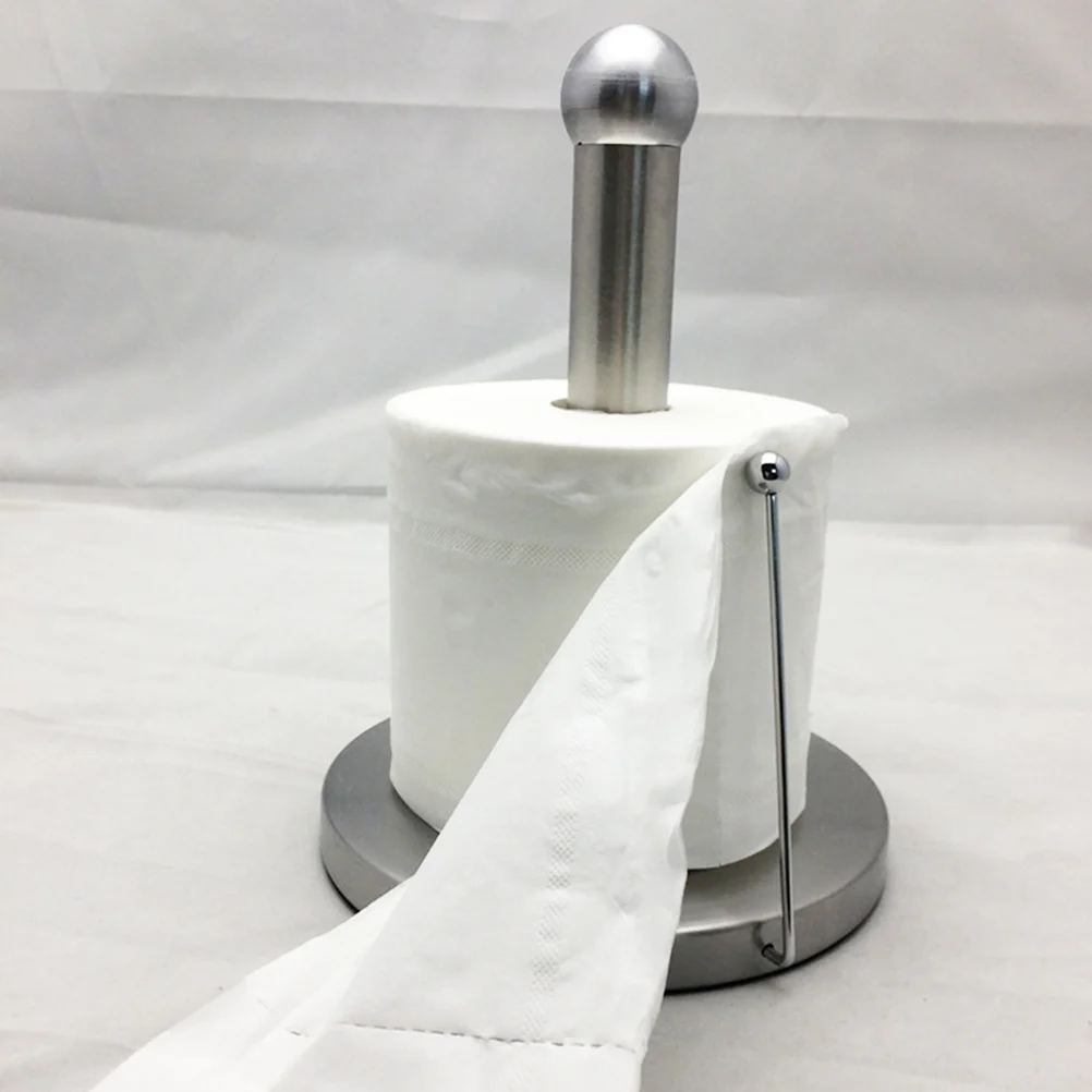 الفولاذ المقاوم للصدأ عمودي حامل الورق الملفوف سميكة الدائمة منشفة رف للمطبخ الحمام ورق التواليت تخزين المنظم #2