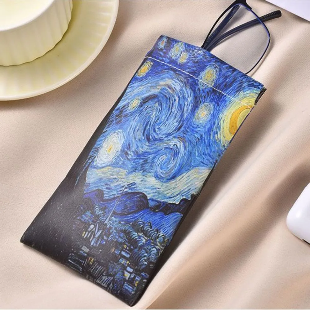 

Portable The Starry Night Sun Glasses Case Automatic Closing Waterproof Cosmetic Bag PU Leather Artistic Lipstick Case