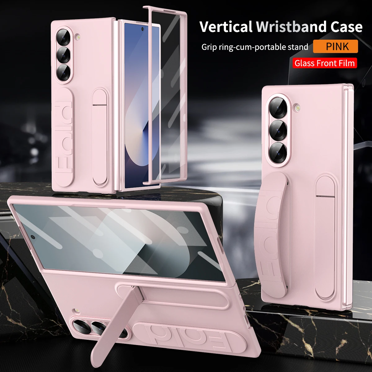 For Samsung Galaxy Z Fold 3 4 5 6 Luxury Full Protection Wristband Stand Shockproof Screen Protector Phone Case Cover_voghion.com