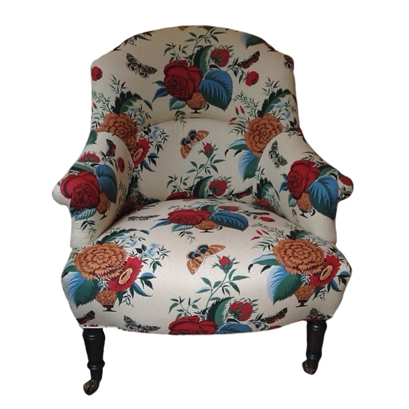 

French retro pastoral single sofa chair medieval living room, bedroom study coffee shop leisure chair