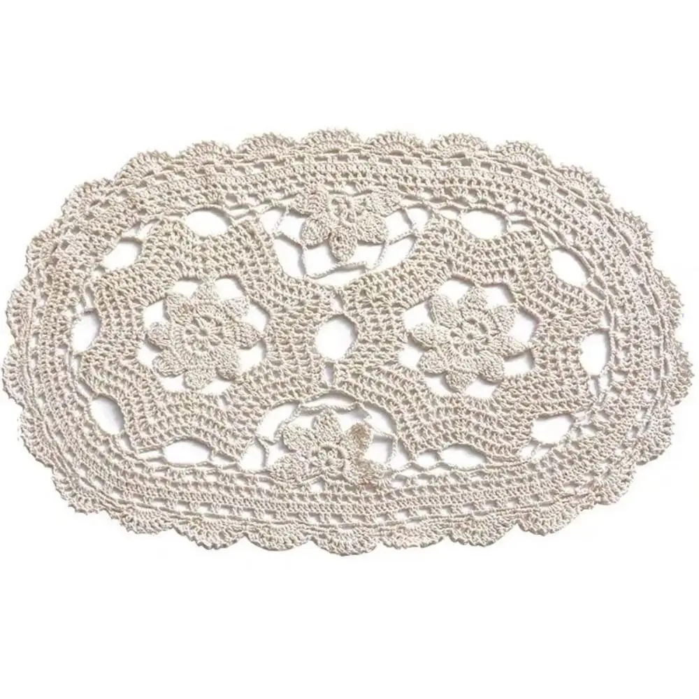 New Round Oval Crochet Doilies Crochet Cotton Beige Crochet Placemats Cotton Doilies