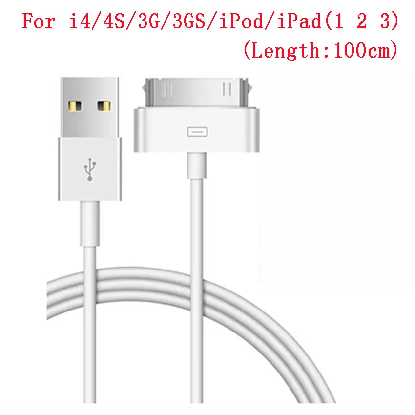 Cable de carga USB de 30 pines para iPhone 4, 4S, 3G, 3GS, iPad 1, 2, 3, adaptador para iPod, accesorios, cable de datos y carga Nano Touch, cargador USB.