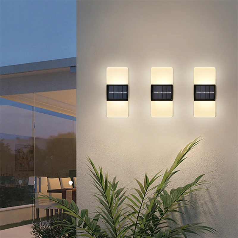 12/16LED Solar Led Light Outdoor Solar Wall Light Up and Down Acrylics Waterproof For Garden Courtyard Backyard Landscape