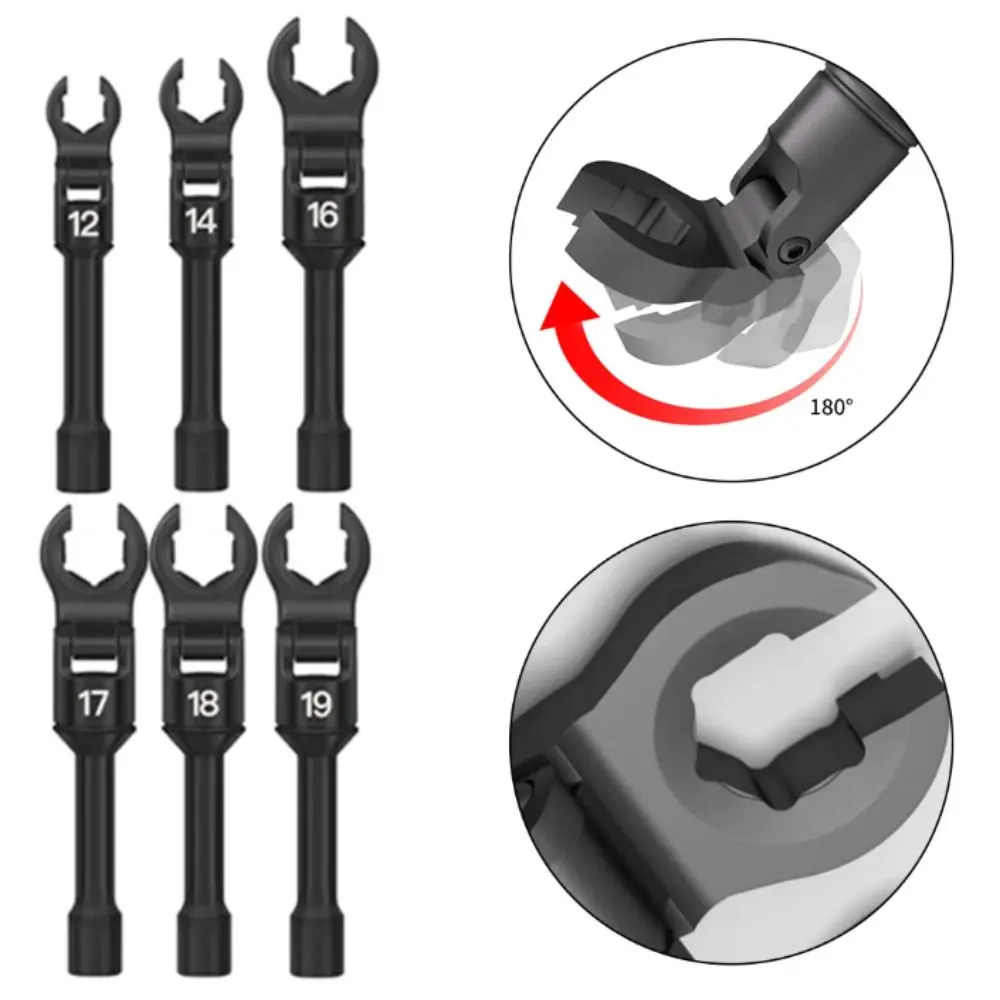 

Высококачественный универсальный набор из 6 гаечных ключей для труб с вращающейся головкой, гидравлический ключ для тормозных систем с механизмом храповой передачи, конструкция с открытым концом для труб