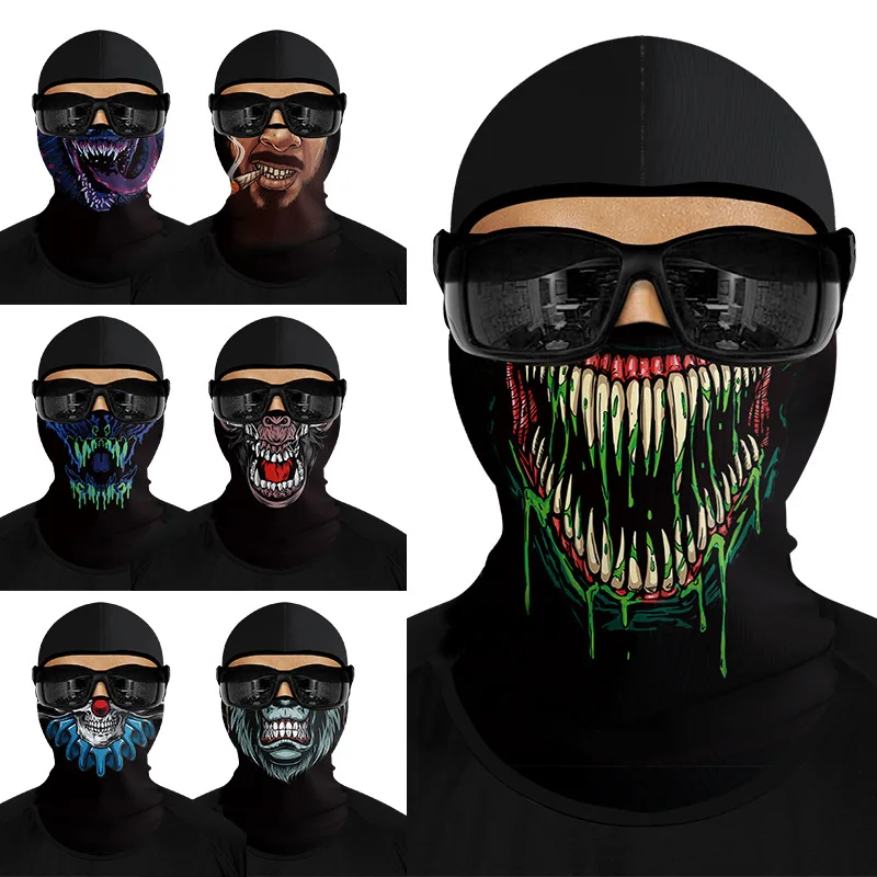 Skull Party Full Face Mask Balaclava Magic Scarf for Outdoor Sports Ice Silk Mask  Versatile Neck Gaiter Headwear