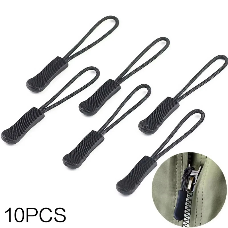 10/20PCS Zipper Head Extension Cord Tags Pulls Slider Cord Rope Puller Ends Lock Zip Clip Buckle For Bag Outdoor