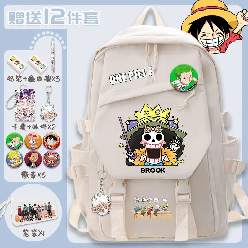 One Piece New Cartoon Student Schoolbag Large Capacity Casual and Lightweight Shoulder Pad Cute Stain-Resistant Backpack