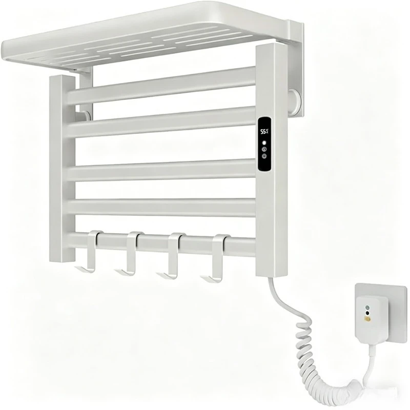Matte Black Bathroom Electric Heated Towel Rack with Digital Display Touch Thermostatic Dry Towel 304 Stainless Steel Heater