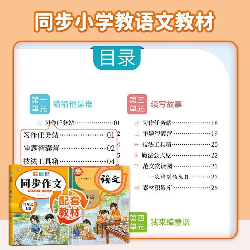 Elementary Chinese Synchronized Writing Workbook: Grades 3-6 Volume 1 Textbook-Aligned Composition Practice Material Collection