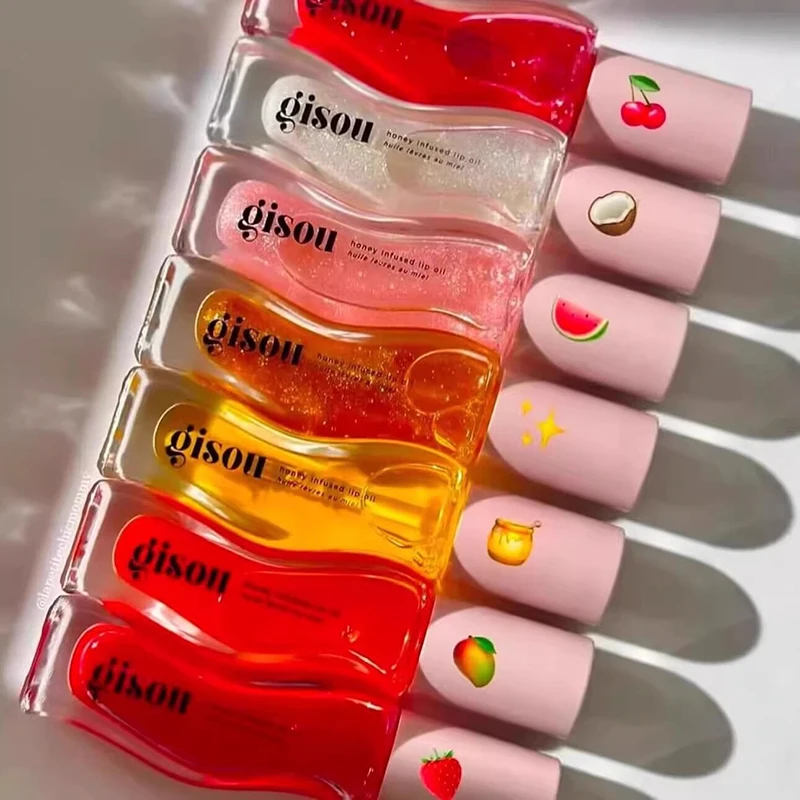 Gisou-bálsamo labial hidratante de sandía, aceite de labios, brillo, cuidado de los labios, Benetitnt para labios, aceite de brillo exfoliante
