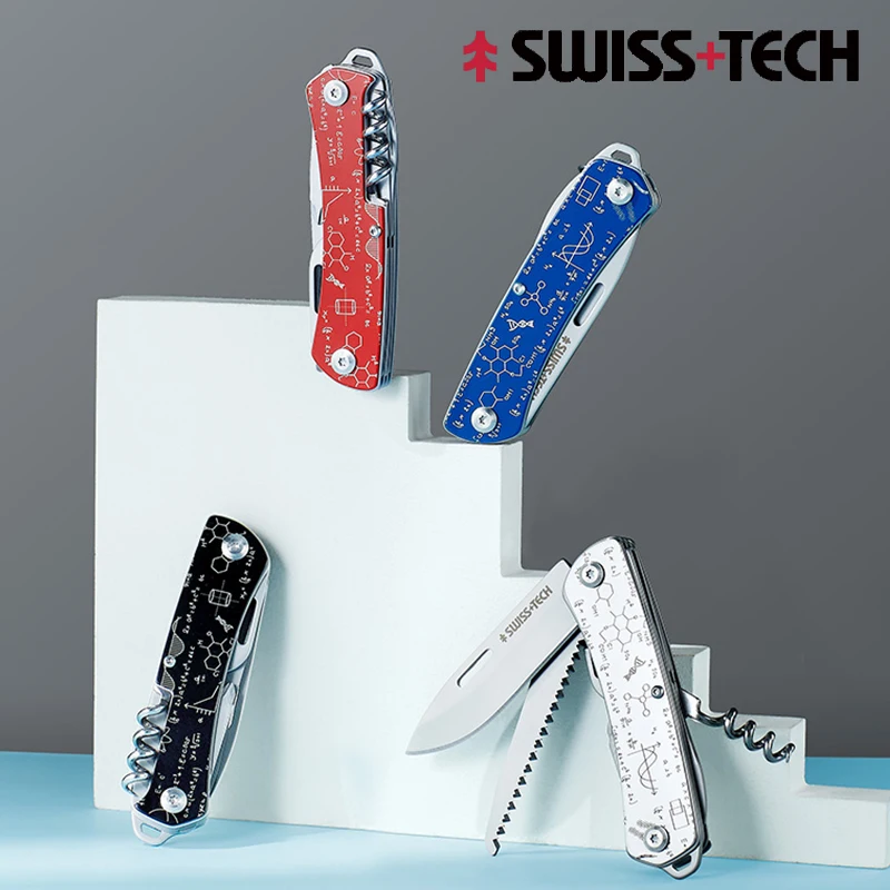 2024 Newest SWISS TECH Mini Folding Multitool Knife 9 In 1 EDC Outdoor Multi Functional Tools Portable Bottle Wine Opener