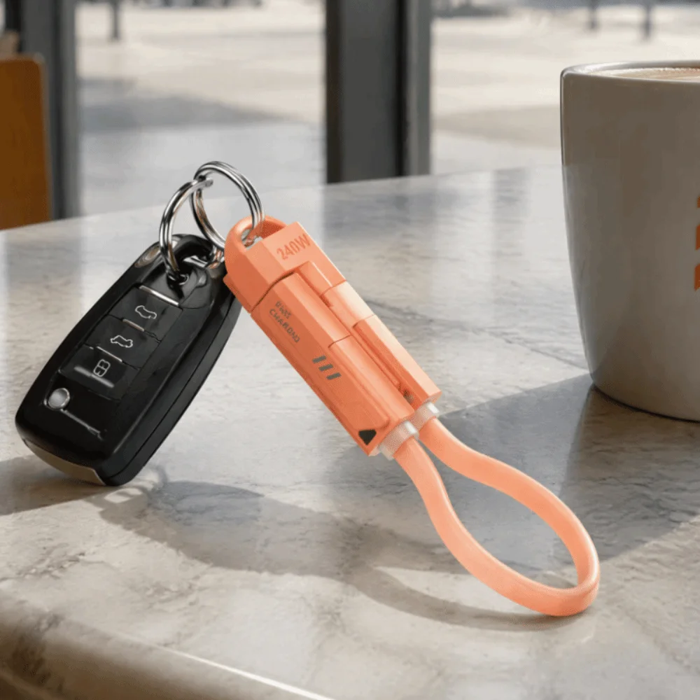 4-in-1 240W Schlüsselanhänger mit Tragbarem Kabel PD Schnellladekabel Typ C Schnellladekabel Tragbares Schnellladekabel für Reisen – Detail 7