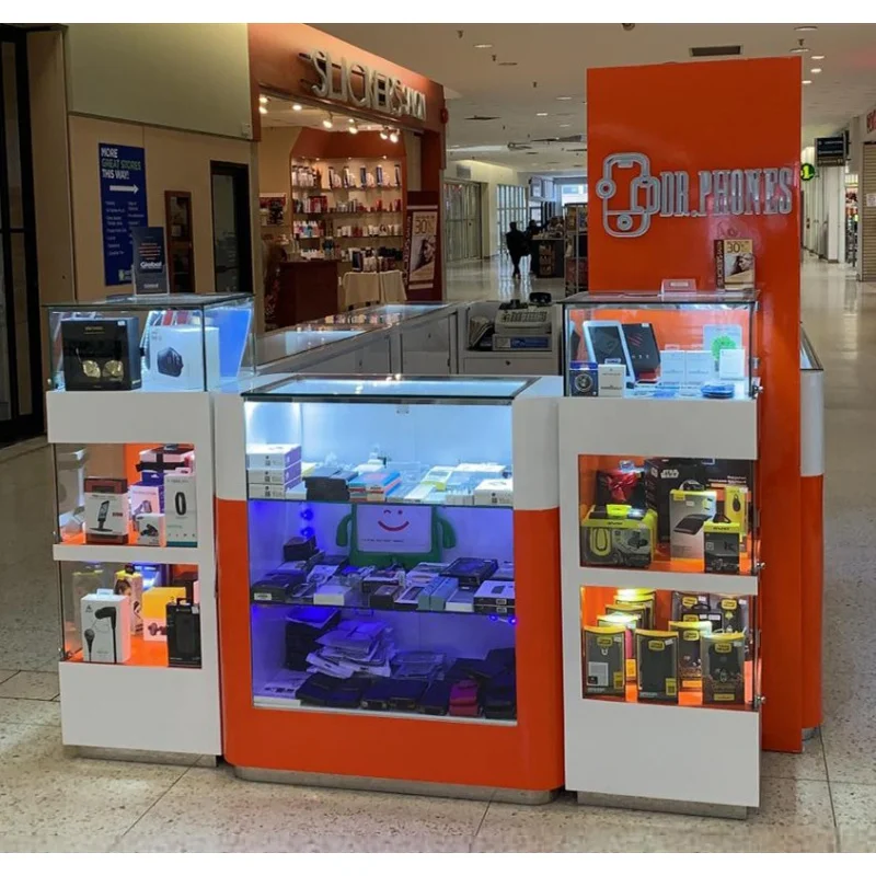 Quiosco personalizado y de moda para centro comercial, Estación de Reparación de teléfonos móviles, accesorios de teléfono, cabina de quiosco para Centro Comercial