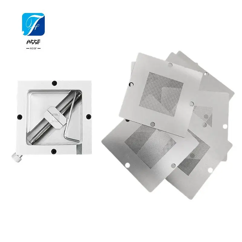 A55F-Silver BGA Reballing 90X90mm Reballing Station With 10 Universal Stencil For Chip Rework Repair Soldering Kit