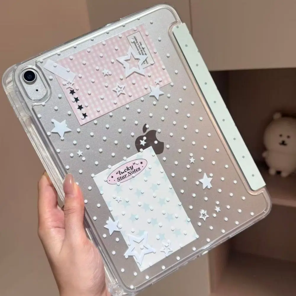 Funda para Tablet con Diseño de Estrellas y Puntos Azules Estilo Coreano para iPad Pro 11 13 M2 M4 M3 10.2 5/6/7/8/9/10/11ª Gen. Mini 6 7 Air 3 4 5 6 con Soporte