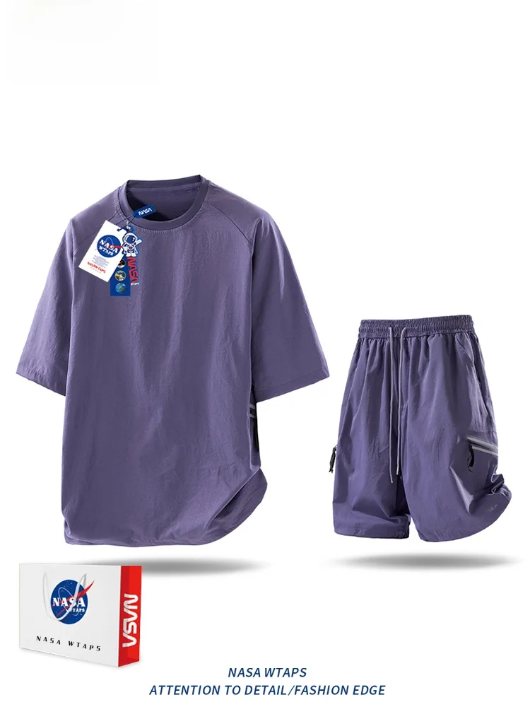 

Летний повседневный модный комплект WTAPS: футболка с коротким рукавом и шорты для пар, молодежный костюм-двойка из полиэстера, брендовый