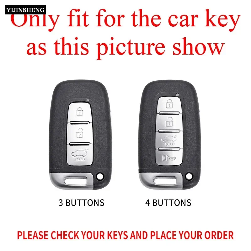 Zinc Alloy + Leather Car Key Case Cover For Kia Forte Soul Rio Borrego Sorento Optima Hyundai I30 IX35 Sonata Genesis Equus