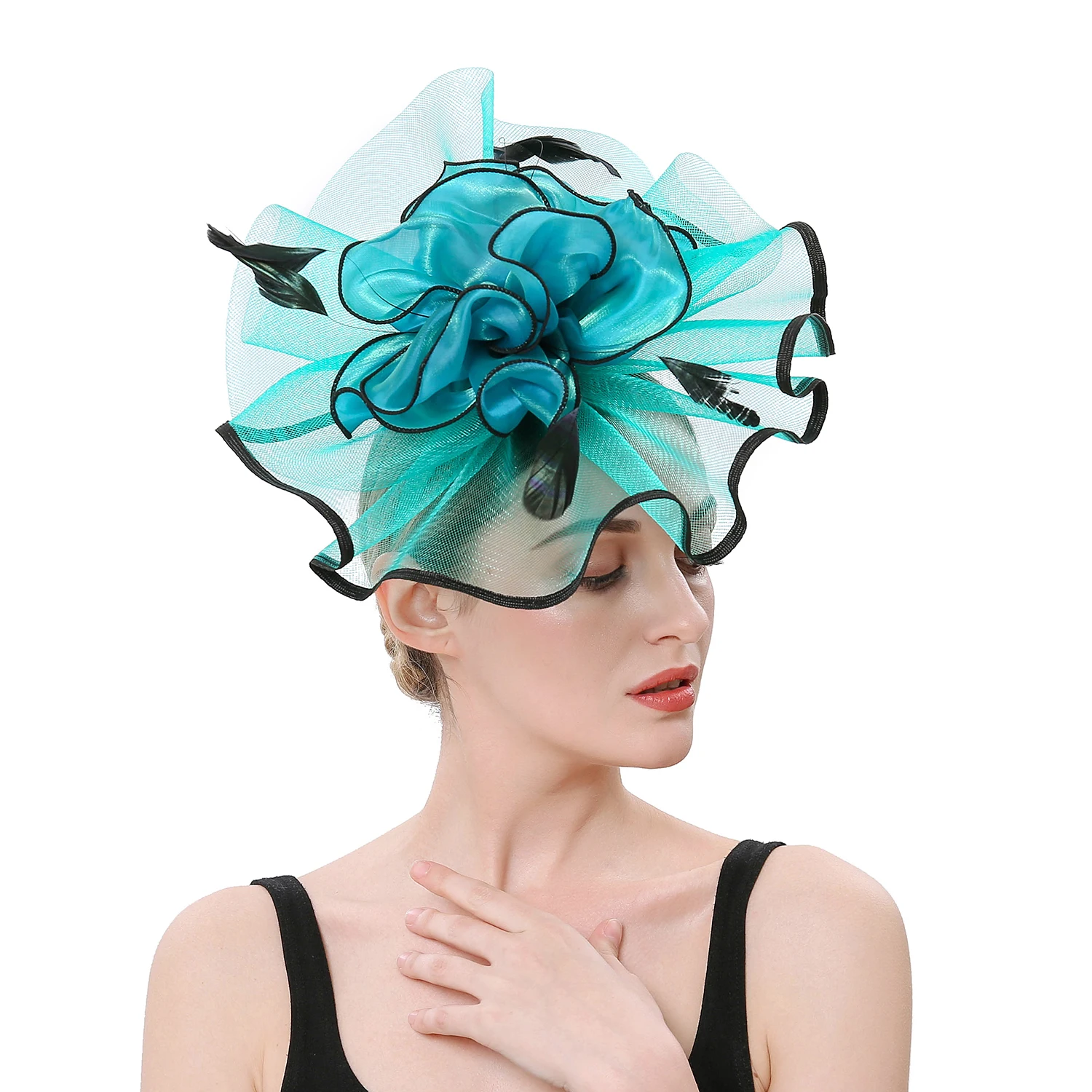 Factory Direct Elastic Mesh Fascinators Gauze Bride Headband Multicolour Headpieces Fashion Headdress Hair Ornaments Female