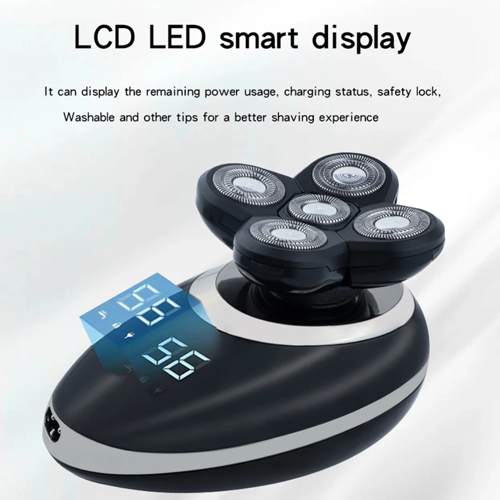 Multifunctional 7D Head Shavers for Bald Men Electric Razor with Nose Hair Trimmer Waterproof Mens Grooming Kit